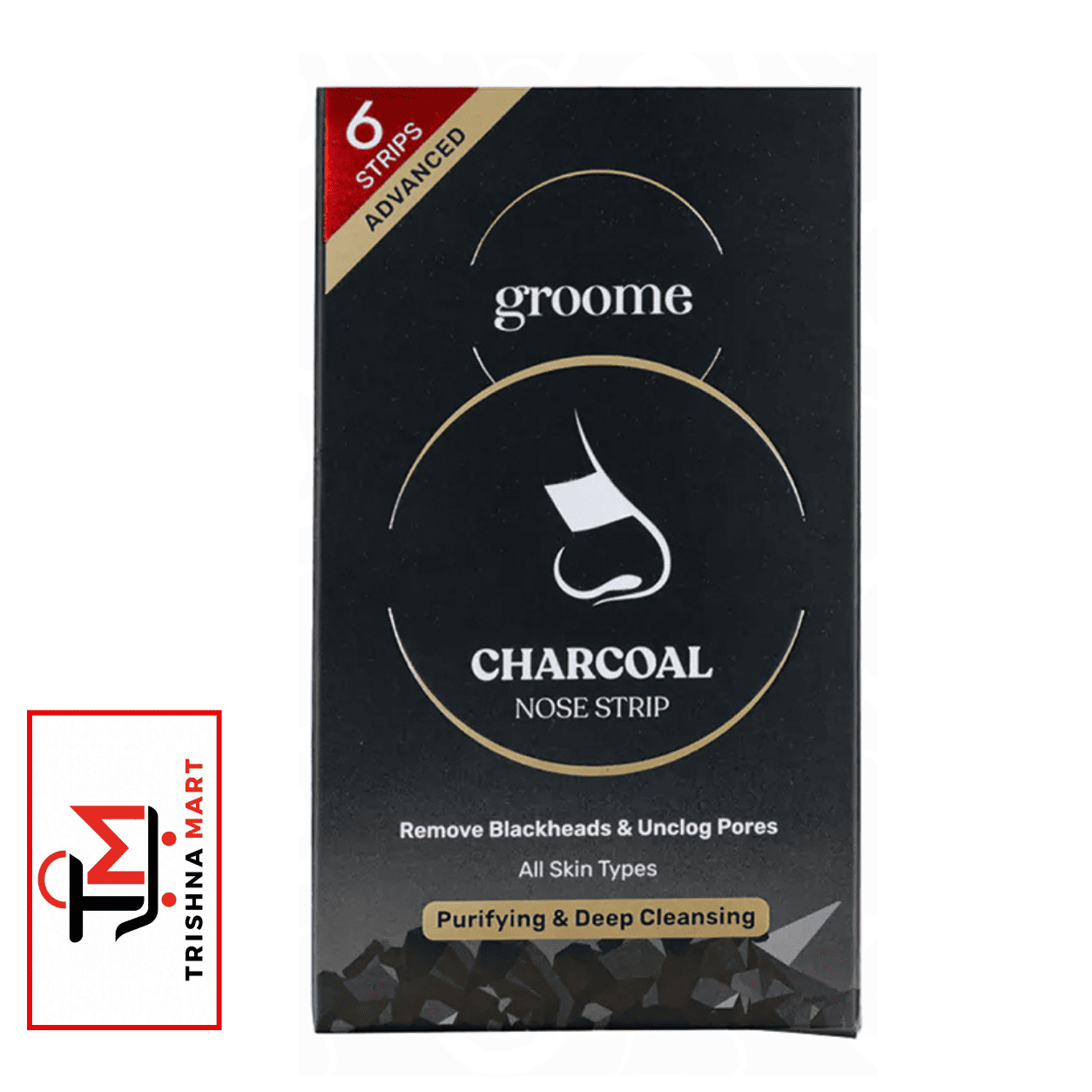 Groome Charcoal Purifying & Deep Cleansing Nose Strips (Monthly Pack) – 6 Pcs